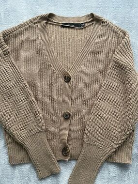 Vero Moda Chunky Tan Button-Front Cardigan